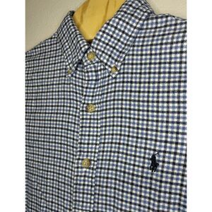 Ralph Lauren Classic‎ Fit Blue Plaid Check Flannel Button Down Shirt Mens Medium